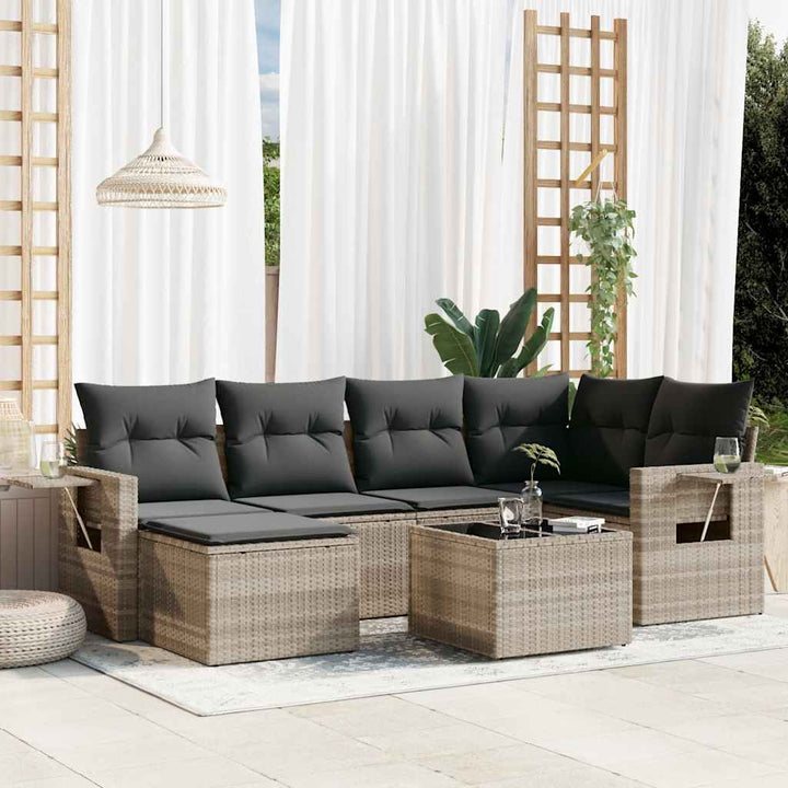 Soffgrupp För Trädgården Med Dynor 6 Delar Beige Konstrotting
