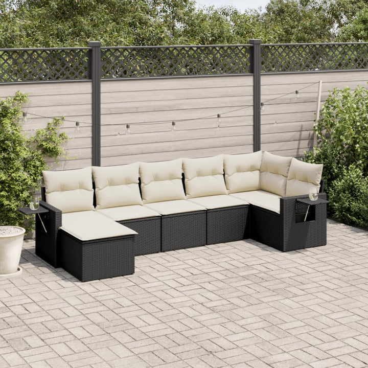 Matgrupp För Trädgården Med Dynor 8 Delar Beige Konstrotting