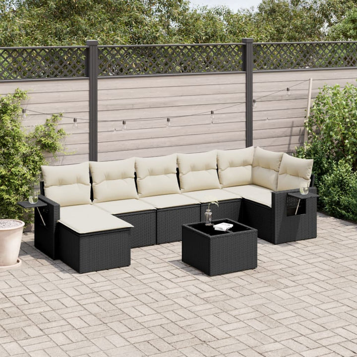 Matgrupp För Trädgården Med Dynor 8 Delar Beige Konstrotting