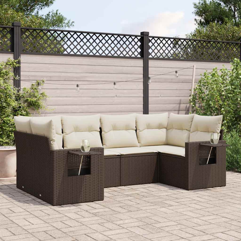 Loungegrupp Med Dynor 6 Delar Svart Konstrotting