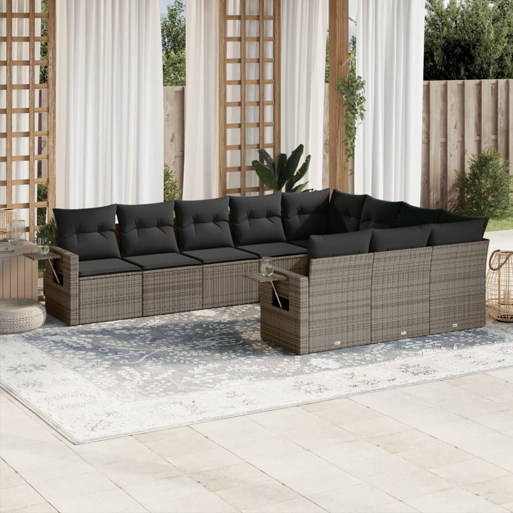 Loungegrupp 10 Delar Med Svarta Dynor Konstrotting