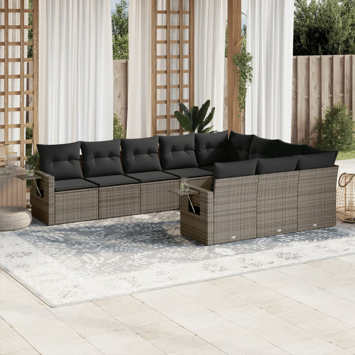 Loungegrupp 10 Delar Med Svarta Dynor Konstrotting