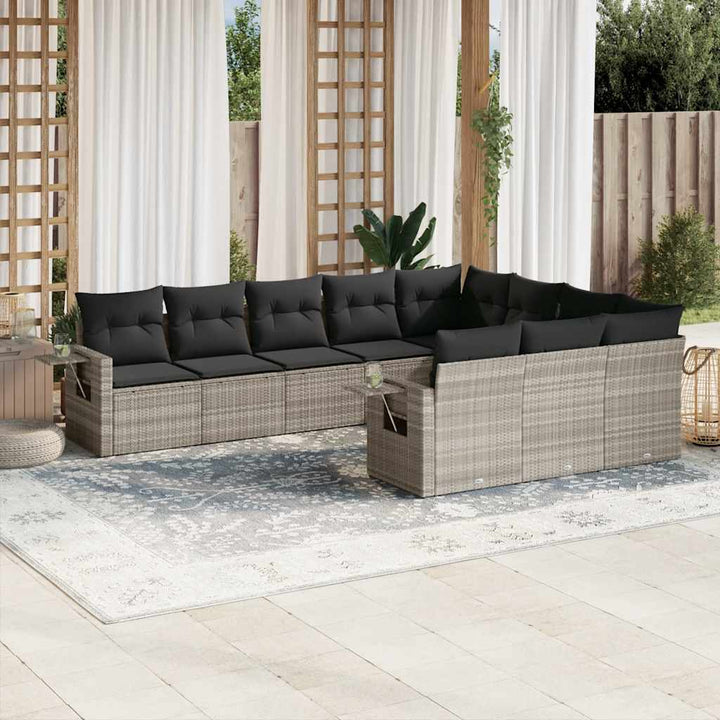 Loungegrupp 10 Delar Med Svarta Dynor Konstrotting