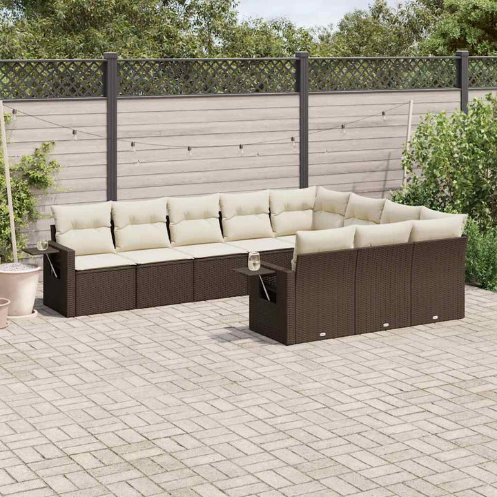 Loungegrupp 10 Delar Med Svarta Dynor Konstrotting