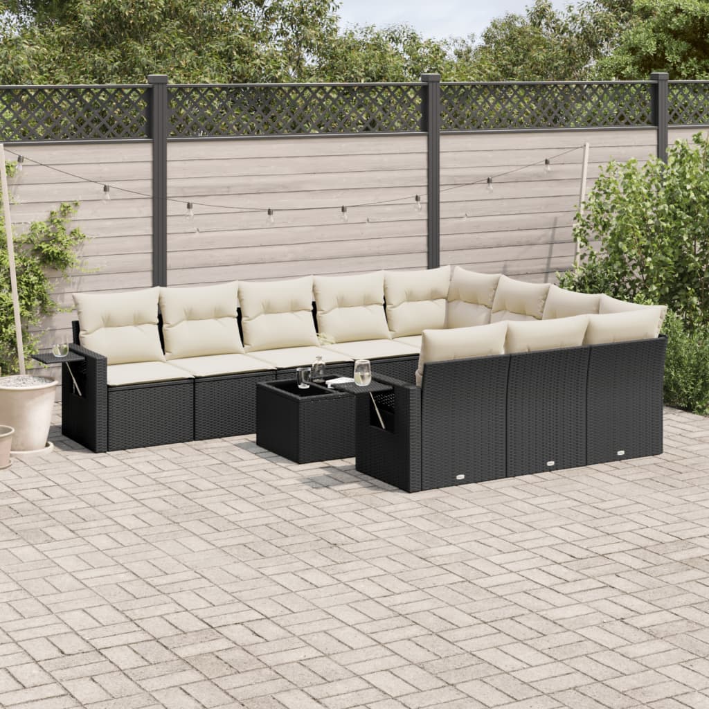 Loungegrupp 10 Delar Med Svarta Dynor Konstrotting