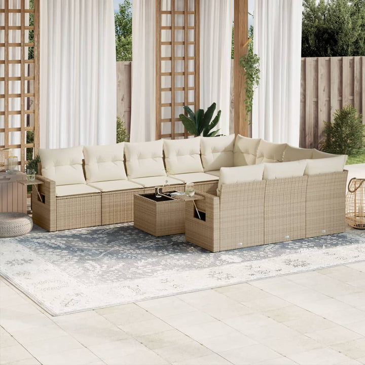 Loungegrupp 10 Delar Med Svarta Dynor Konstrotting
