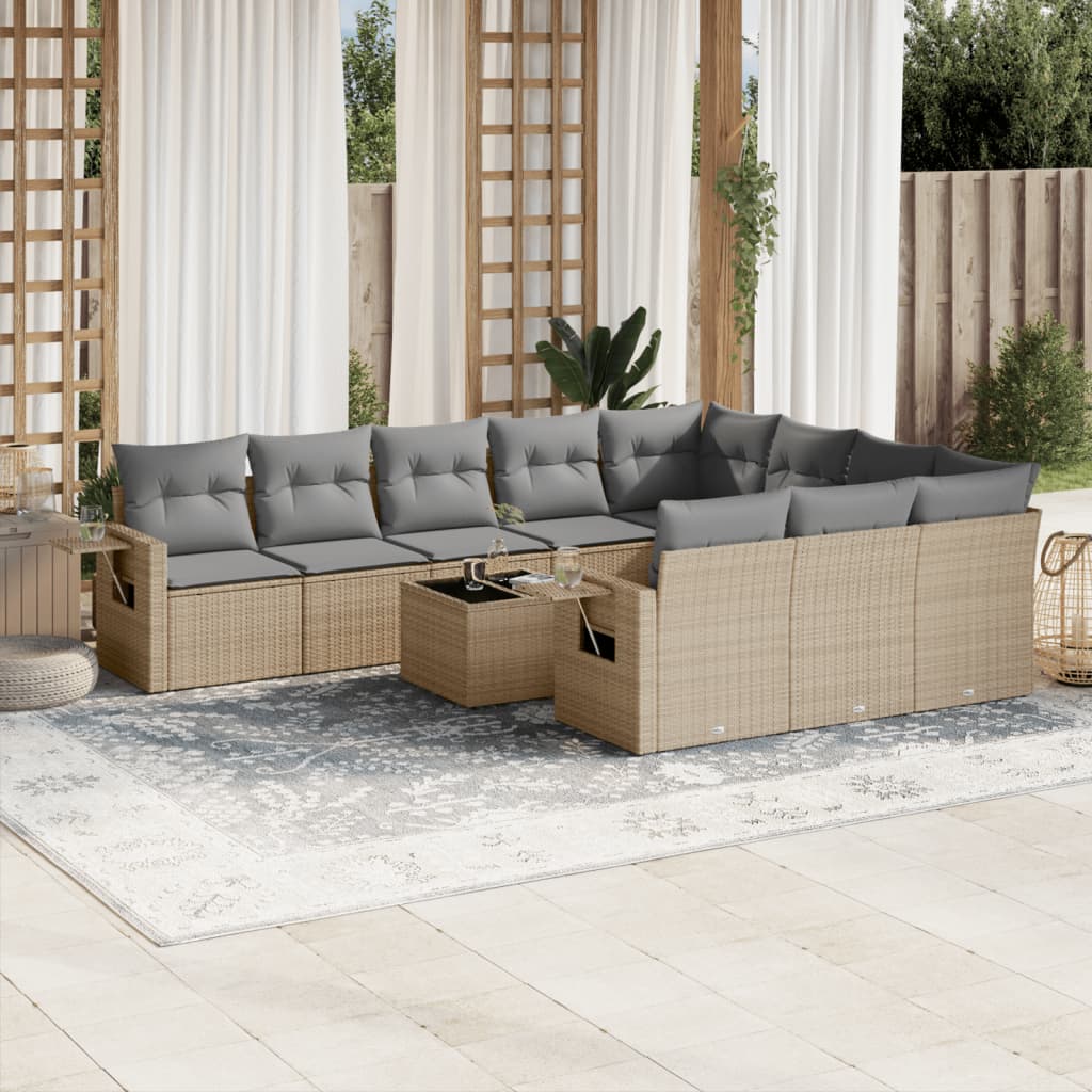 Loungegrupp 10 Delar Med Svarta Dynor Konstrotting