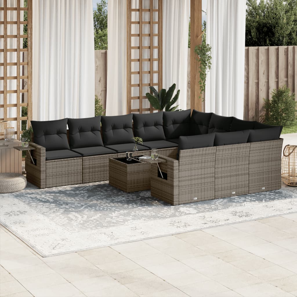Loungegrupp 10 Delar Med Svarta Dynor Konstrotting