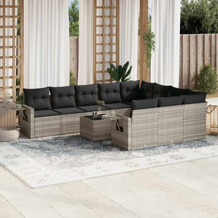 Loungegrupp 10 Delar Med Svarta Dynor Konstrotting