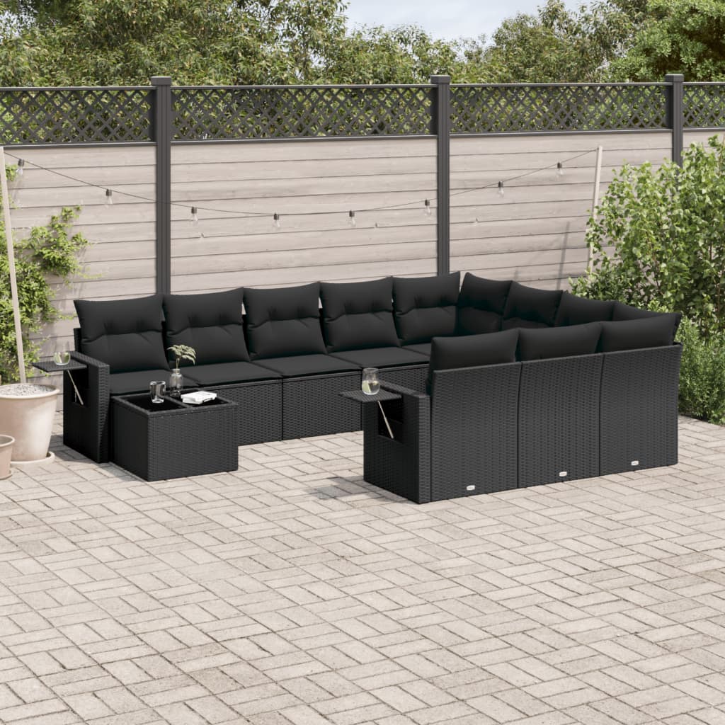 Loungegrupp För Trädgården M. Dynor 11 Delar Beige Konstrotting