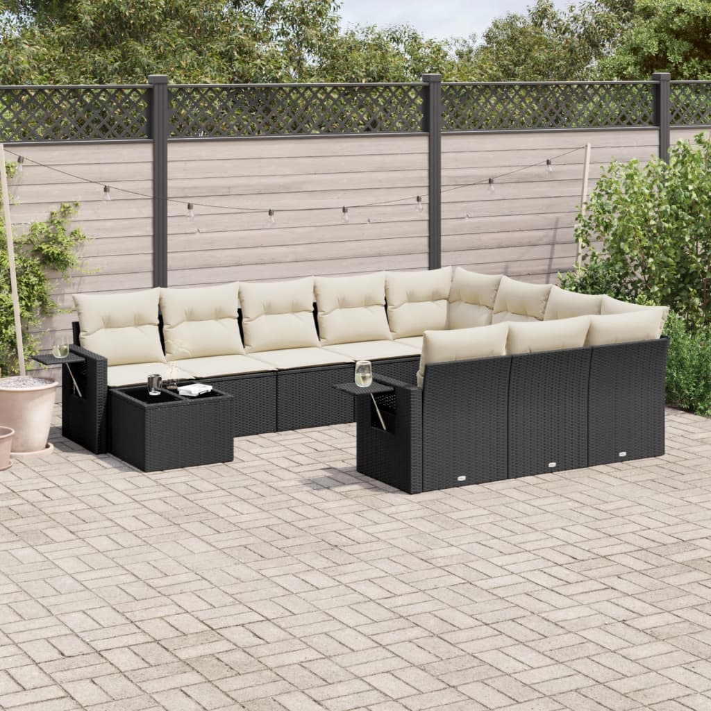 Loungegrupp För Trädgården M. Dynor 11 Delar Beige Konstrotting