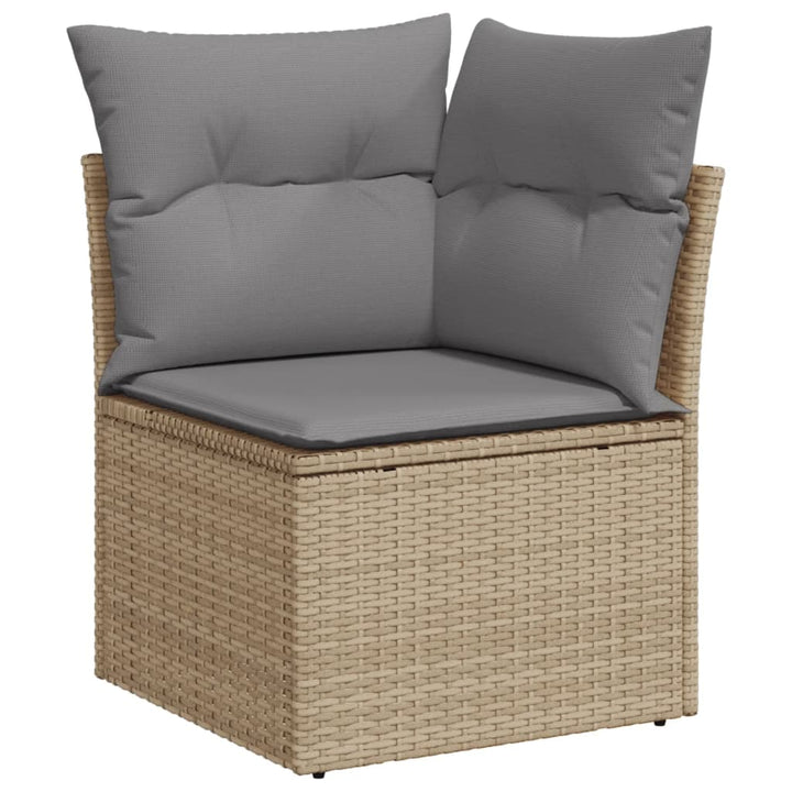 Loungegrupp För Trädgården M. Dynor 11 Delar Beige Konstrotting