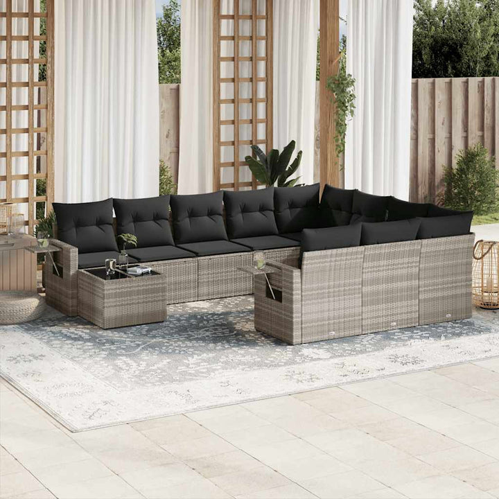 Loungegrupp För Trädgården M. Dynor 11 Delar Beige Konstrotting