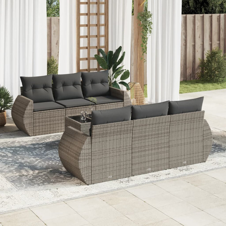 Matgrupp För Trädgården Med Dynor 7 Delar Beige Konstrotting