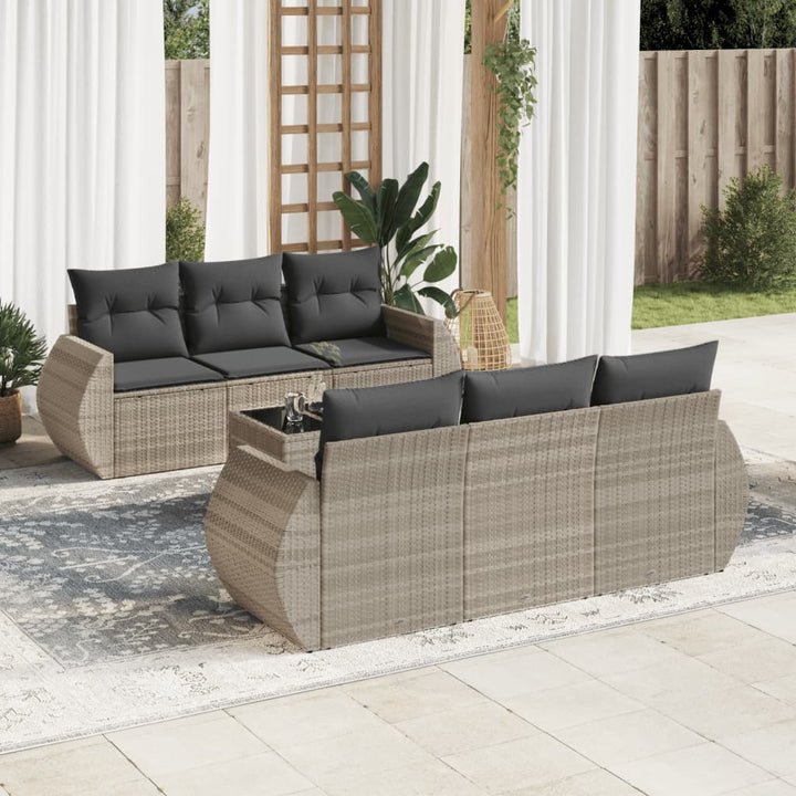 Matgrupp För Trädgården Med Dynor 7 Delar Beige Konstrotting