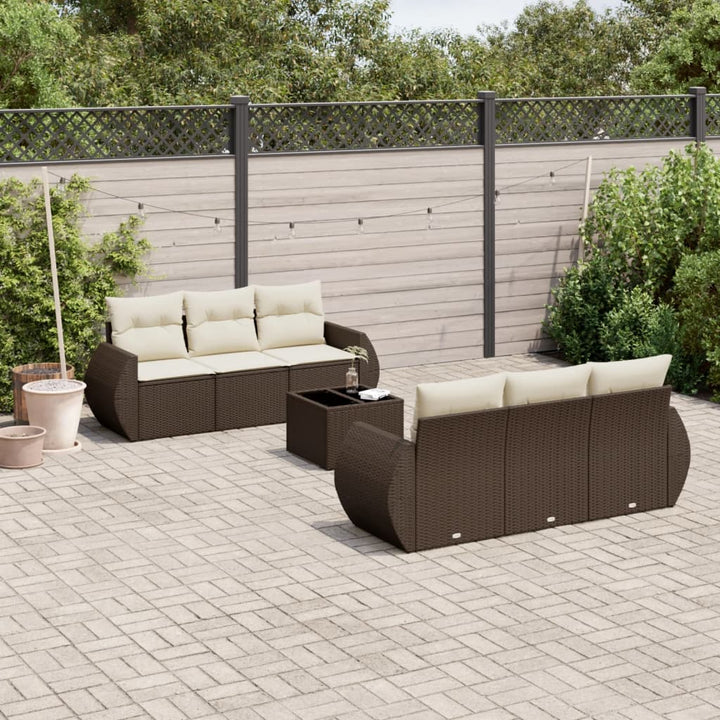 Matgrupp För Trädgården Med Dynor 7 Delar Beige Konstrotting