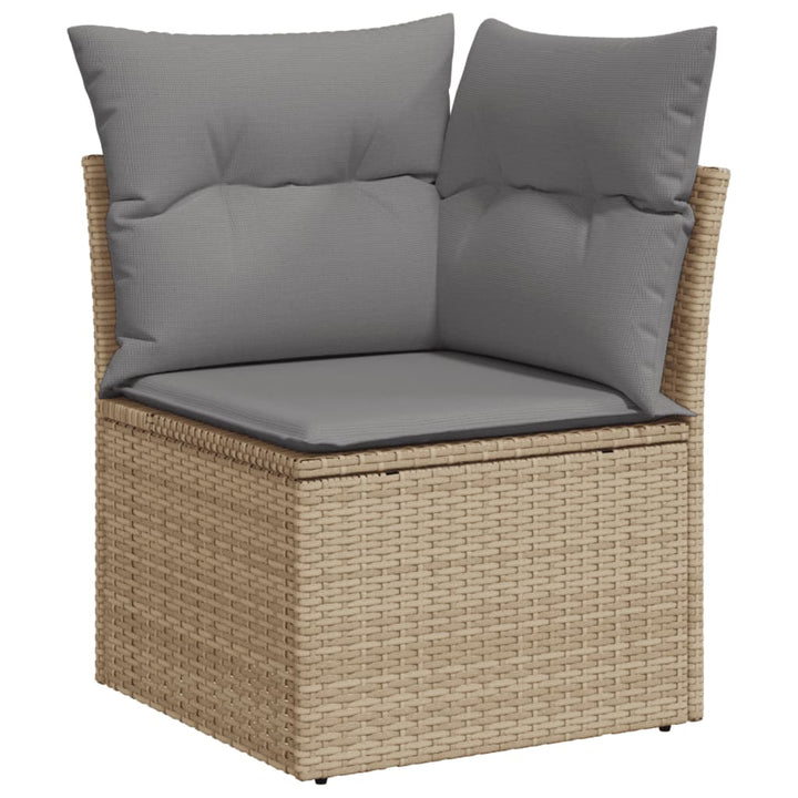 Matgrupp För Trädgården Med Dynor 7 Delar Beige Konstrotting