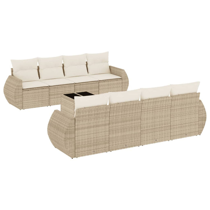 Soffgrupp För Trädgården Med Dynor 9 Delar Beige Konstrotting