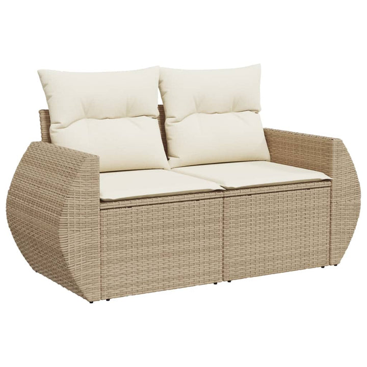 Soffgrupp För Trädgården Med Dynor 9 Delar Beige Konstrotting