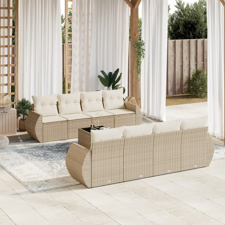 Soffgrupp För Trädgården Med Dynor 9 Delar Beige Konstrotting