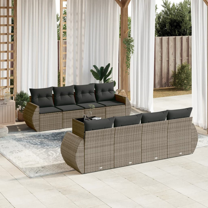 Soffgrupp För Trädgården Med Dynor 9 Delar Beige Konstrotting