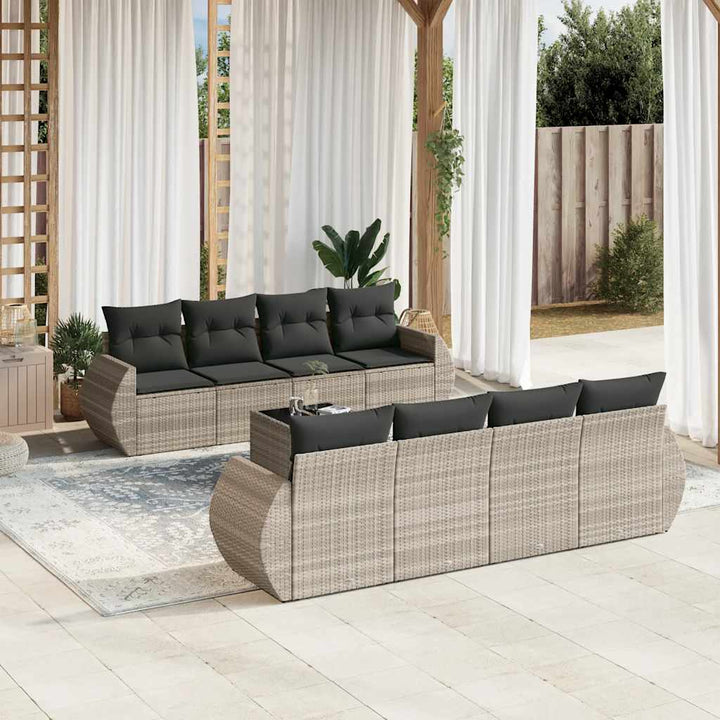 Soffgrupp För Trädgården Med Dynor 9 Delar Beige Konstrotting