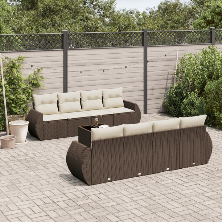 Soffgrupp För Trädgården Med Dynor 9 Delar Beige Konstrotting
