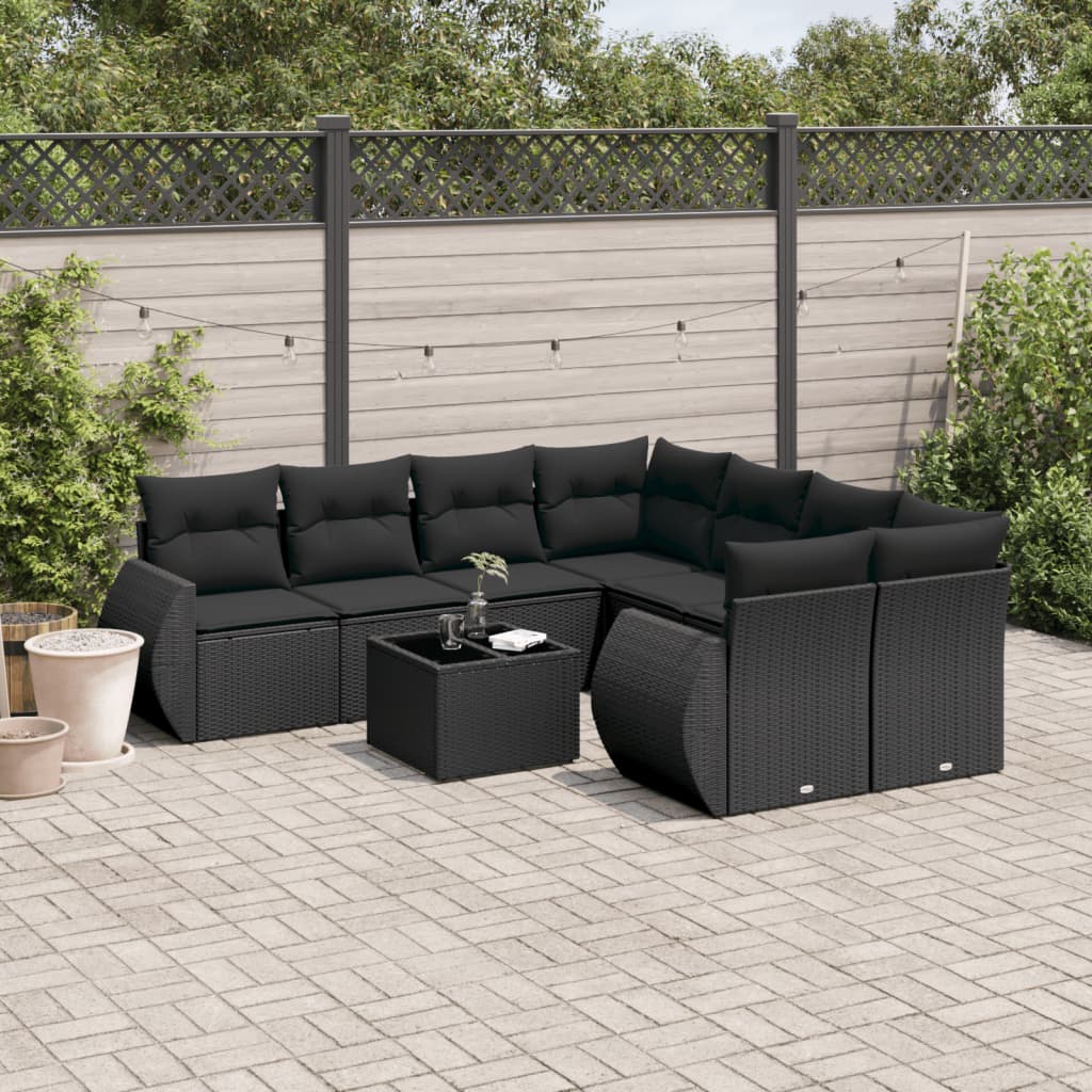 Soffgrupp För Trädgården Med Dynor 9 Delar Beige Konstrotting