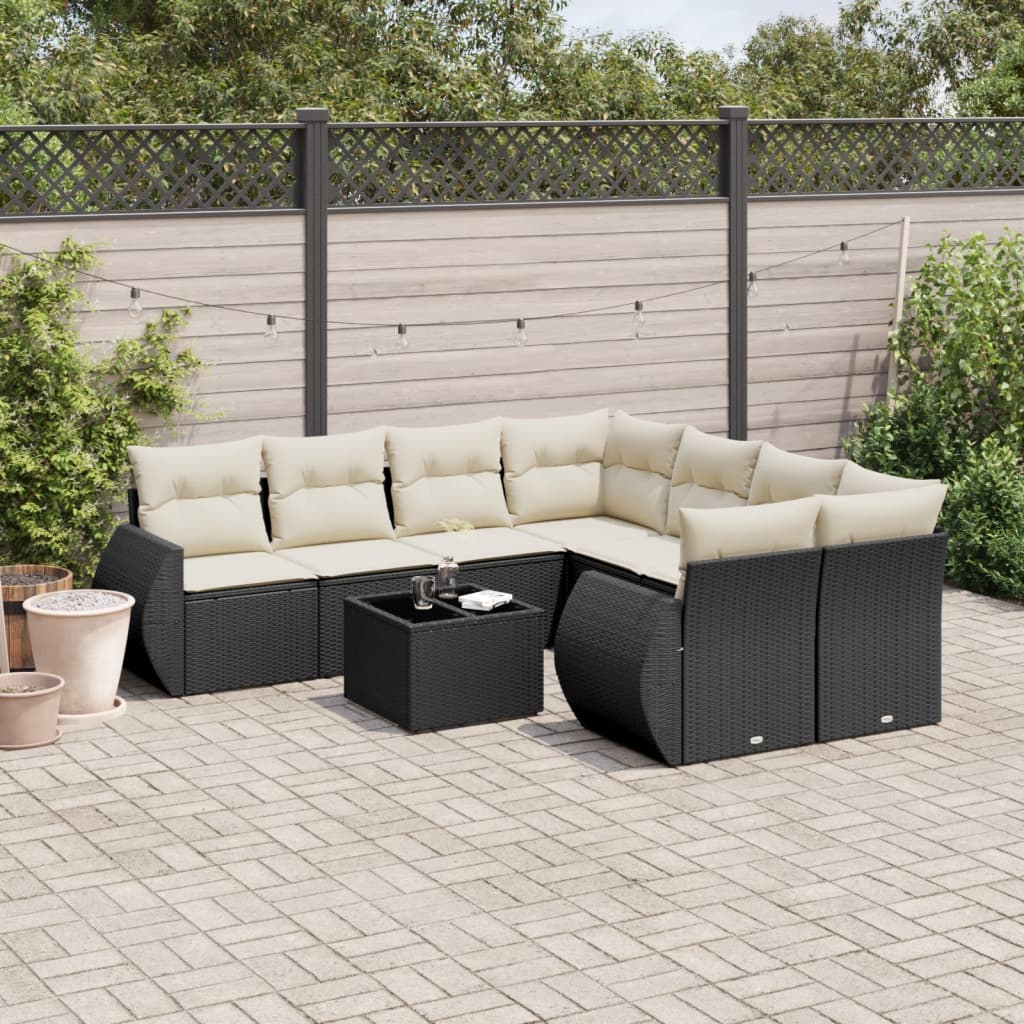 Soffgrupp För Trädgården Med Dynor 9 Delar Beige Konstrotting
