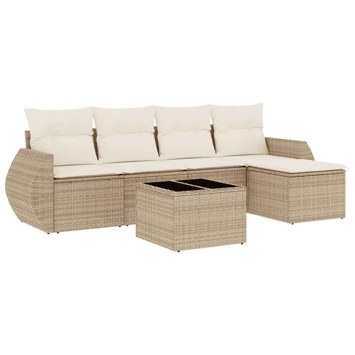 Soffgrupp För Trädgården Med Dynor 6 Delar Beige Konstrotting