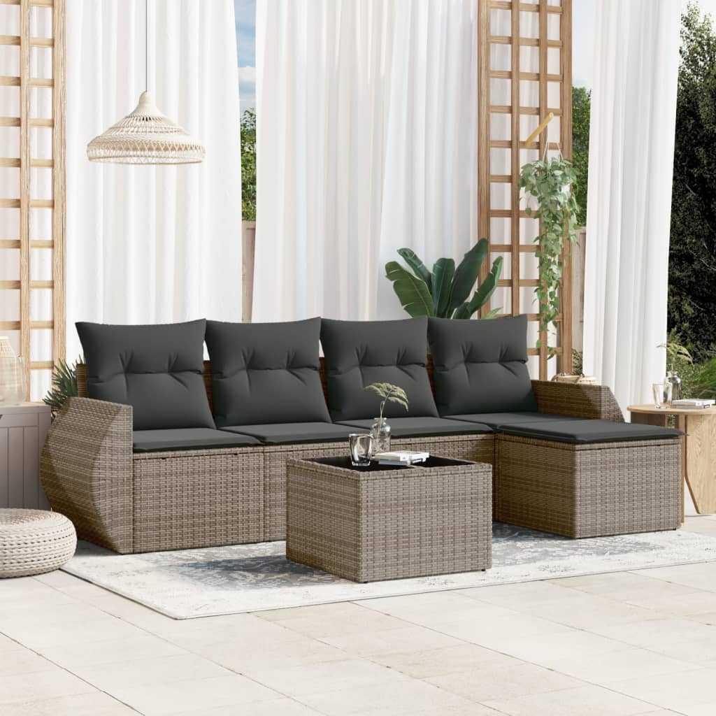 Soffgrupp För Trädgården Med Dynor 6 Delar Beige Konstrotting