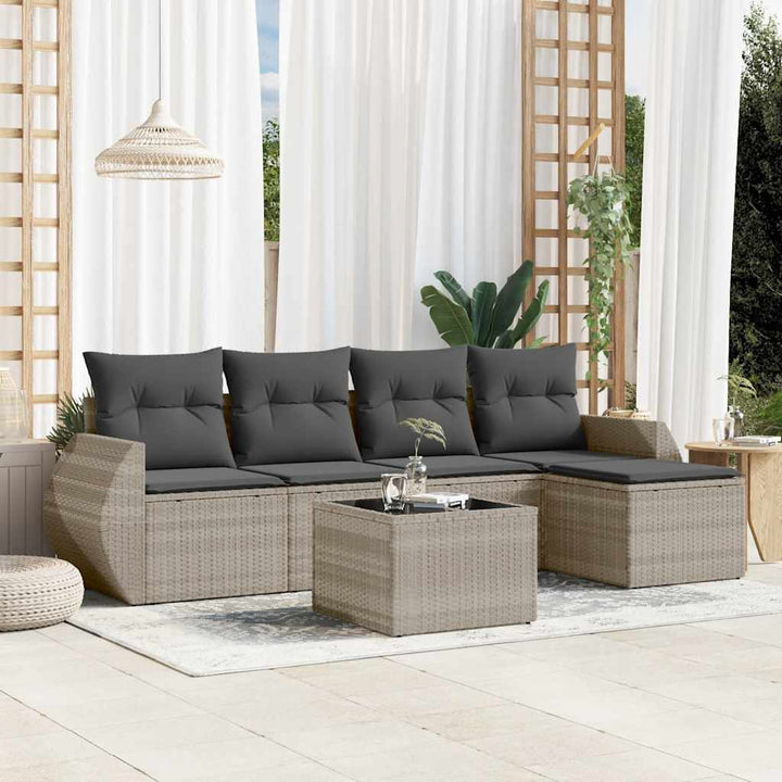 Soffgrupp För Trädgården Med Dynor 6 Delar Beige Konstrotting