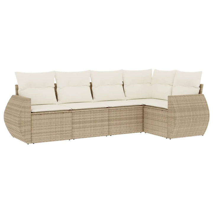 Soffgrupp För Trädgården Med Dynor 5 Delar Beige Konstrotting