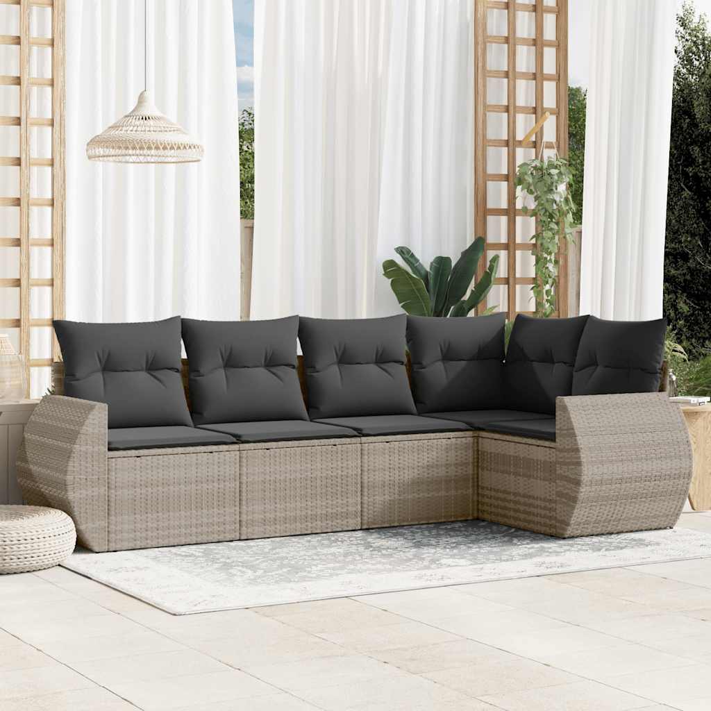Soffgrupp För Trädgården Med Dynor 5 Delar Beige Konstrotting