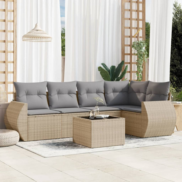 Soffgrupp För Trädgården Med Dynor 5 Delar Beige Konstrotting