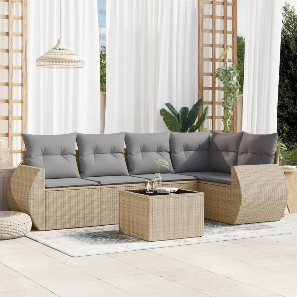Soffgrupp För Trädgården Med Dynor 5 Delar Beige Konstrotting