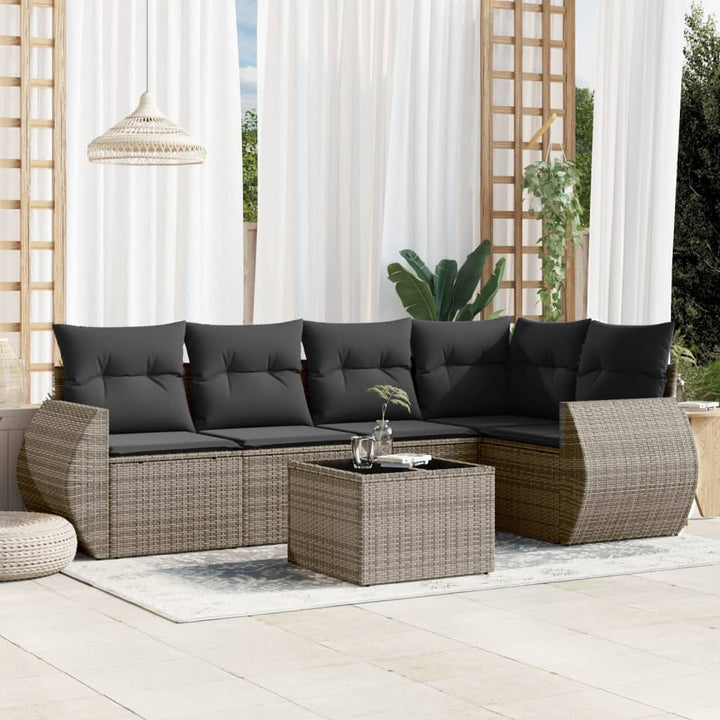 Soffgrupp För Trädgården Med Dynor 5 Delar Beige Konstrotting