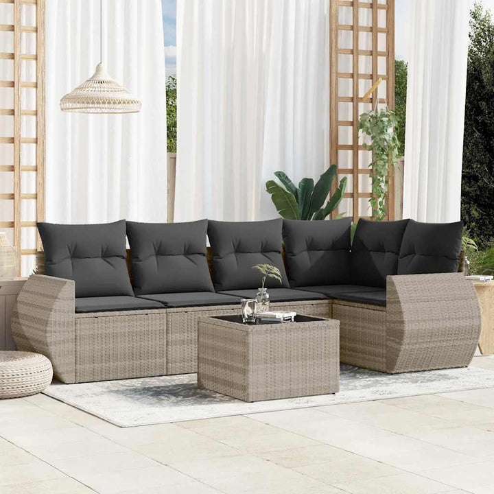 Soffgrupp För Trädgården Med Dynor 5 Delar Beige Konstrotting