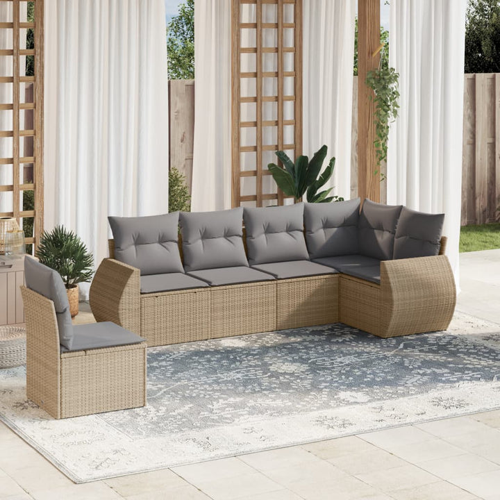 Soffgrupp För Trädgården Med Dynor 6 Delar Beige Konstrotting