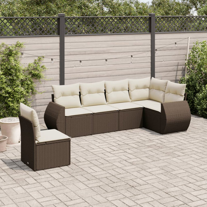 Soffgrupp För Trädgården Med Dynor 6 Delar Beige Konstrotting