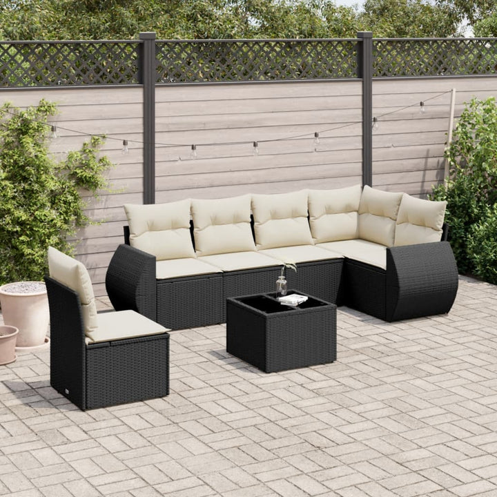 Soffgrupp För Trädgården Med Dynor 6 Delar Beige Konstrotting