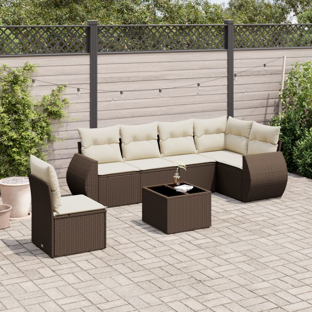 Soffgrupp För Trädgården Med Dynor 6 Delar Beige Konstrotting