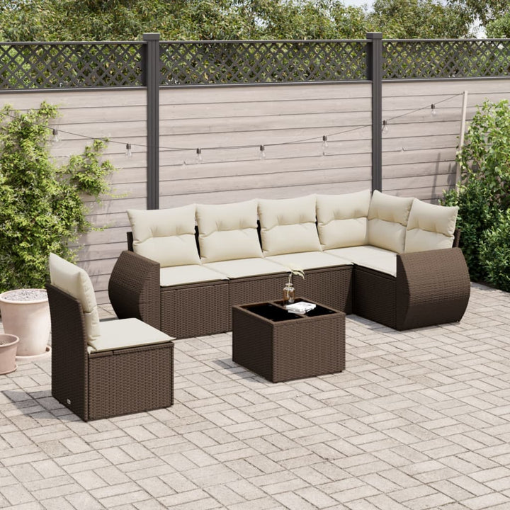 Soffgrupp För Trädgården Med Dynor 6 Delar Beige Konstrotting