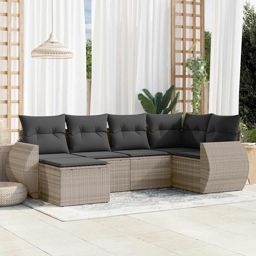 Matgrupp För Trädgården Med Dynor 7 Delar Beige Konstrotting
