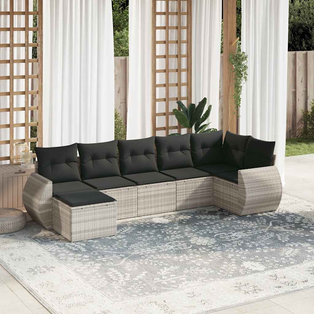 Matgrupp För Trädgården Med Dynor 7 Delar Beige Konstrotting