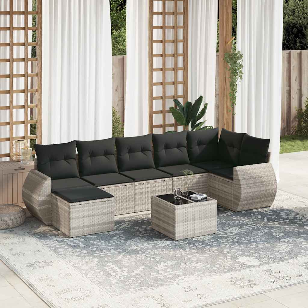Matgrupp För Trädgården Med Dynor 7 Delar Beige Konstrotting