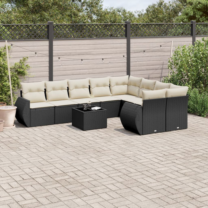 Loungegrupp För Trädgården M Dynor 9 Delar Svart Konstrottning