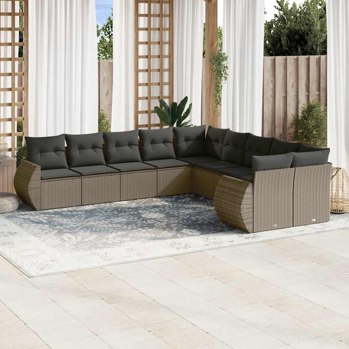 Loungegrupp För Trädgården M. Dynor 11 Delar Beige Konstrotting