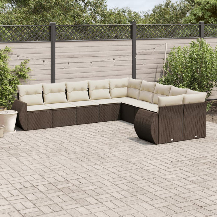 Loungegrupp För Trädgården M. Dynor 11 Delar Beige Konstrotting