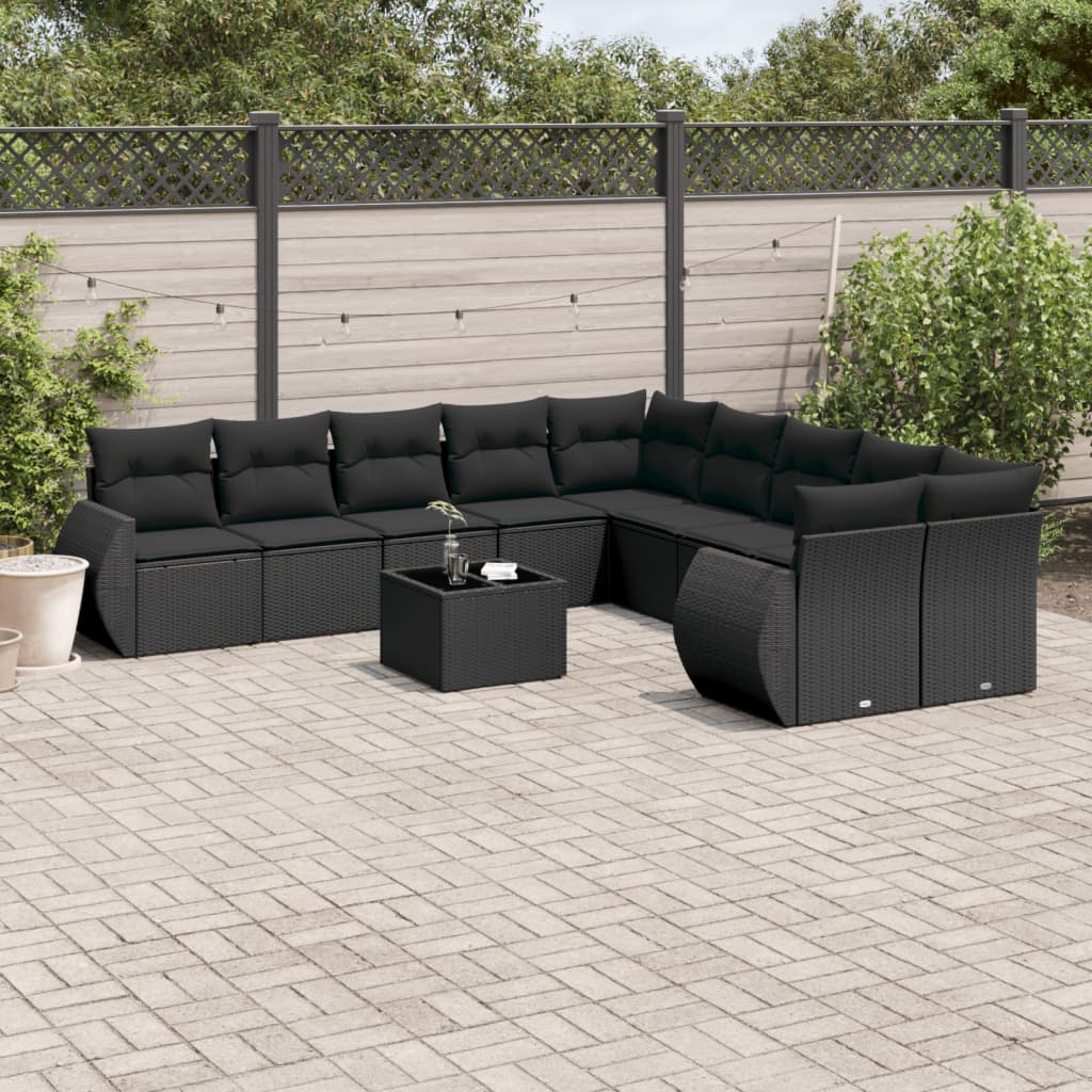 Loungegrupp För Trädgården M. Dynor 11 Delar Beige Konstrotting